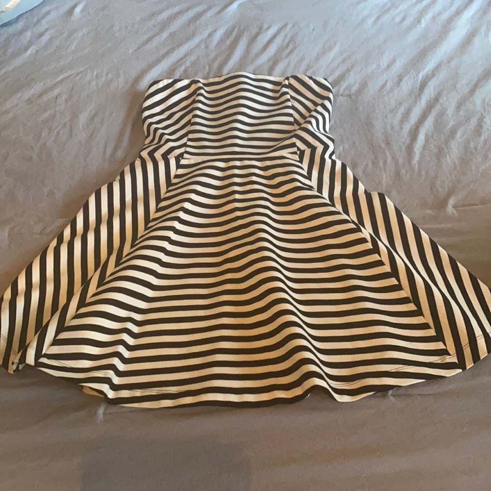 Black and white strapless dress from express